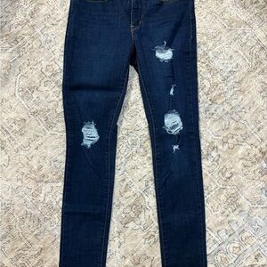 Distressed Dark Blue Women's Jeans